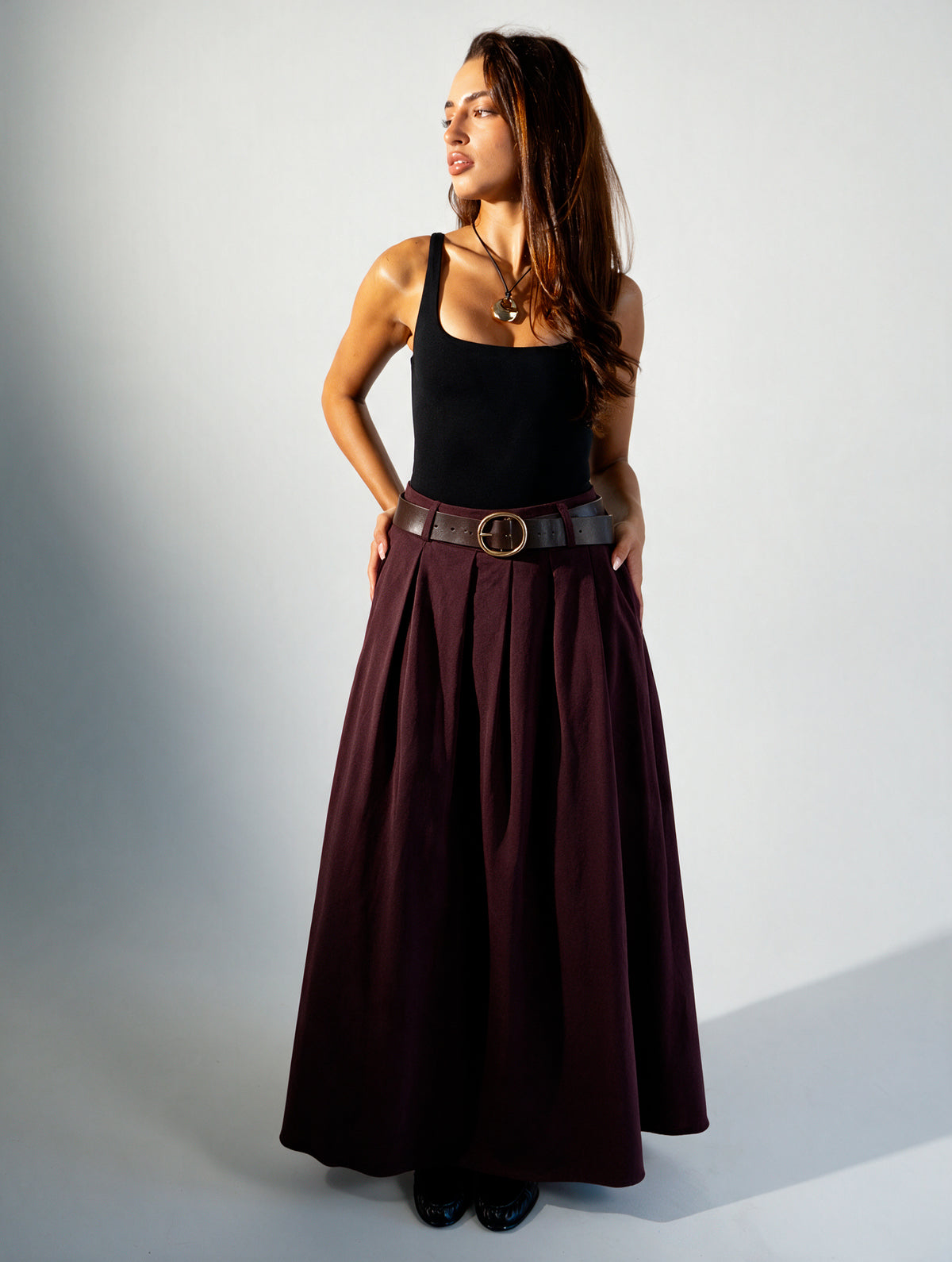 Jupe longue avec ceinture